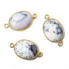 17x13mm Vermeil Bezel Dendritic Opal Faceted Oval Connector 1 piece - Beadsofcambay.com
