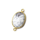 17x13mm Vermeil Bezel Dendritic Opal Faceted Oval Connector 1 piece - Beadsofcambay.com