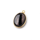 17x13mm Vermeil Bezel Hypersthene Plain Oval Pendant 1 piece - Beadsofcambay.com