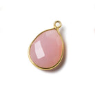17x13mm Vermeil Bezel Petal Pink Chalcedony Pear Focal Pendant 1 piece - Beadsofcambay.com
