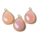 17x13mm Vermeil Bezel Petal Pink Chalcedony Pear Focal Pendant 1 piece - Beadsofcambay.com