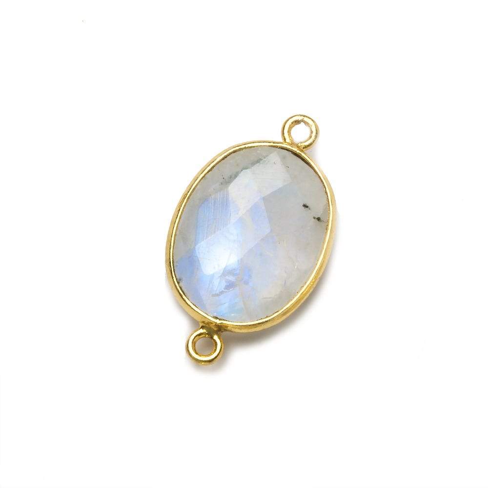 17x13mm Vermeil Bezel Rainbow Moonstone Faceted Oval Connector 1 piece - Beadsofcambay.com