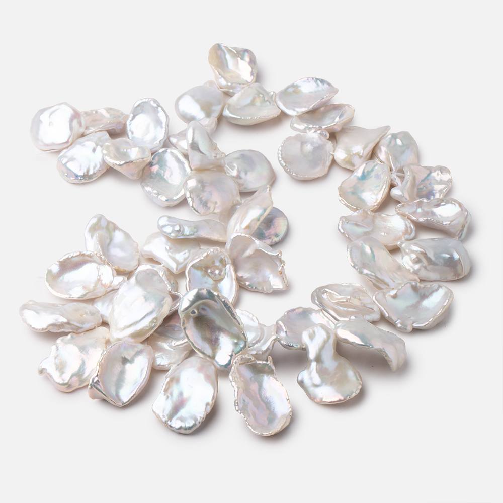 17x14-25x15mm Creamy White Top Drill Ultra Keshi Freshwater Pearls 15 inch 48 Beads AA - Beadsofcambay.com