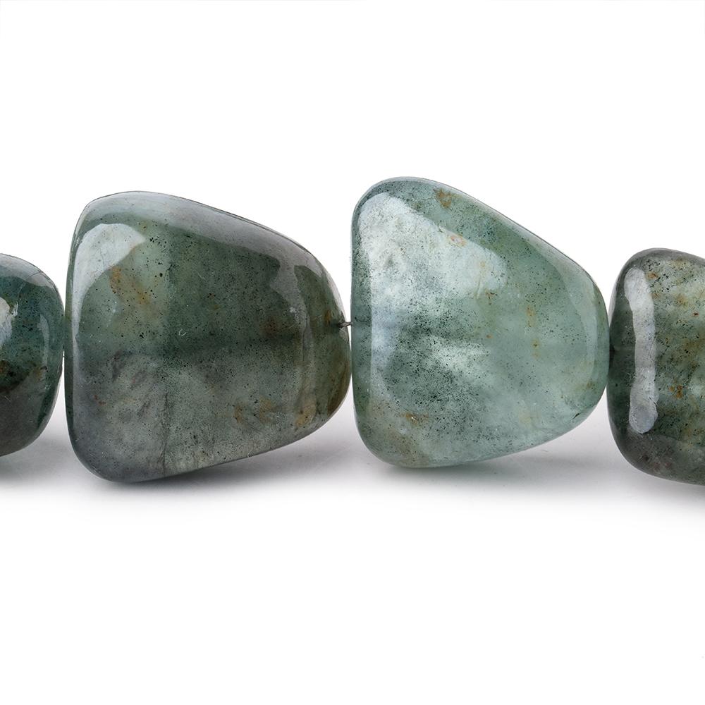 17x14-25x26mm Moss Aquamarine Plain Nuggets 18 inch 19 Beads 1mm Hole - Beadsofcambay.com
