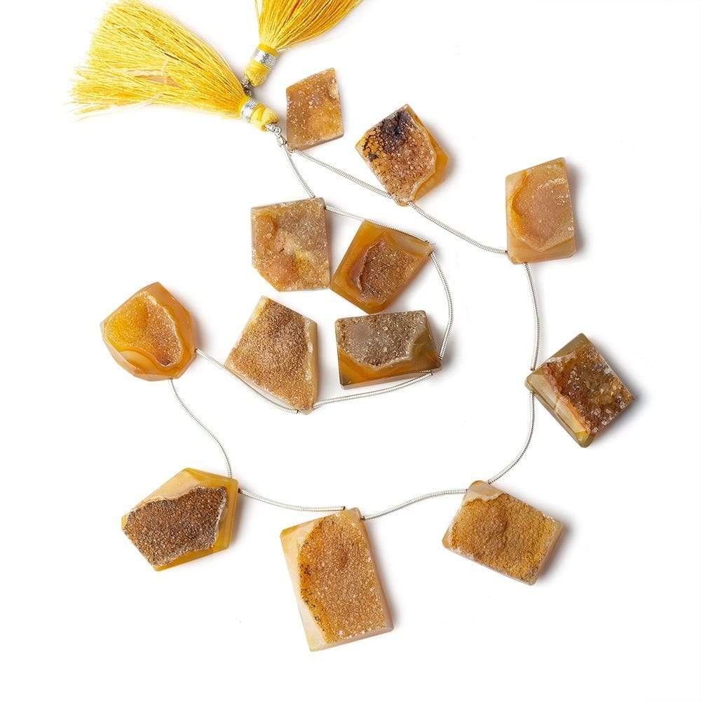 17x14-31x21mm Custard Yellow Agate Drusy Freeform Beads 11 pieces - Beadsofcambay.com