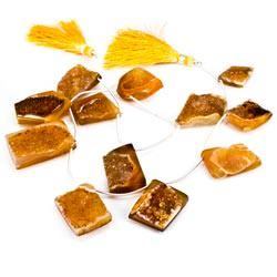 17x14-31x21mm Custard Yellow Agate Drusy Freeform Beads 11 pieces - Beadsofcambay.com