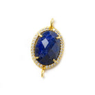 17x14mm Gold Bezel White CZ & Lapis Lazuli Oval Connector 1 piece - Beadsofcambay.com