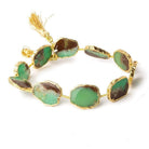 17x14mm Gold Leaf Chrysoprase & Matrix Slice Beads 9 pieces - Beadsofcambay.com