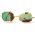 17x14mm Gold Leaf Chrysoprase & Matrix Slice Beads 9 pieces - Beadsofcambay.com