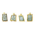 17x14mm Gold Leafed Aquamarine Slice Pendant 1 piece - Beadsofcambay.com