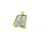 17x14mm Gold Leafed Aquamarine Slice Pendant 1 piece - Beadsofcambay.com