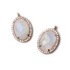 17x14mm Rose Gold Bezel White CZ & Rainbow Moonstone Oval Pendant 1 piece - Beadsofcambay.com
