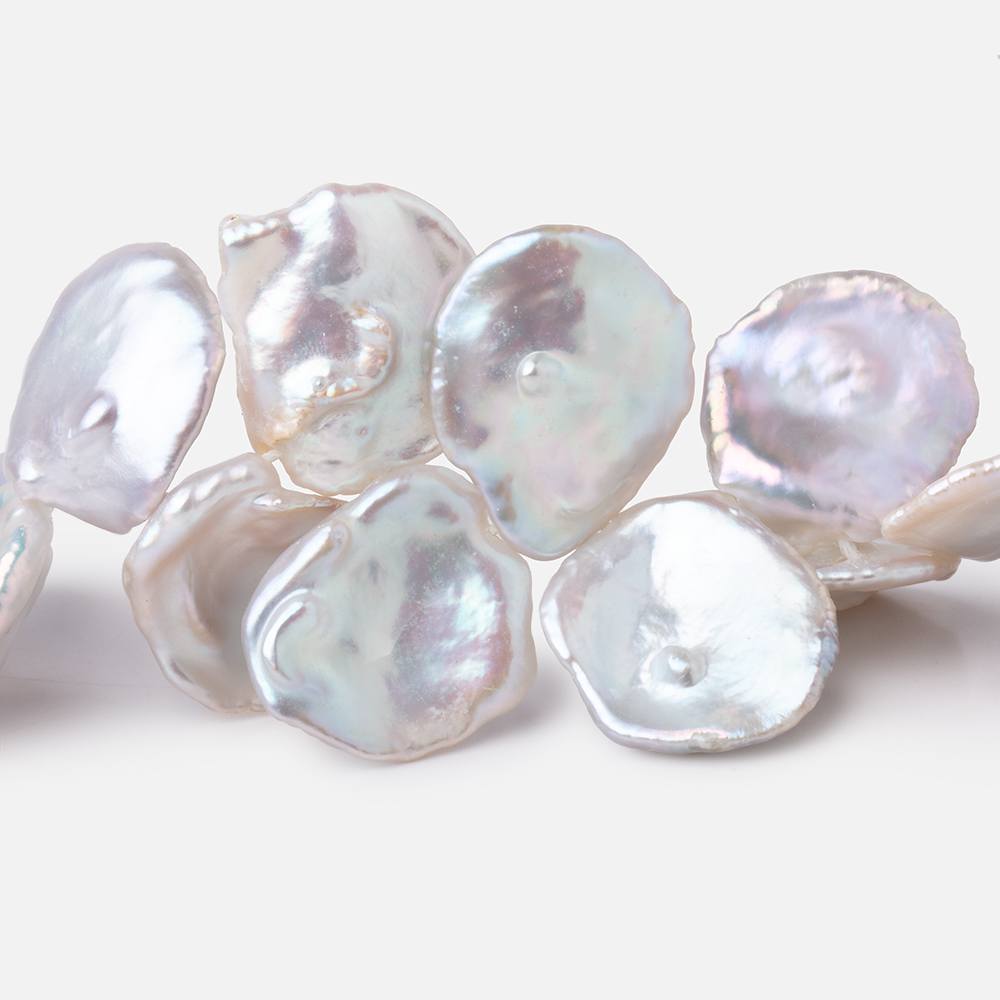 17x15-19x17mm Silvery White Top Drill Ultra Keshi Freshwater Pearls 15 inch 46 Beads AA - Beadsofcambay.com