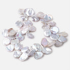 17x15-19x17mm Silvery White Top Drill Ultra Keshi Freshwater Pearls 15 inch 46 Beads AA - Beadsofcambay.com