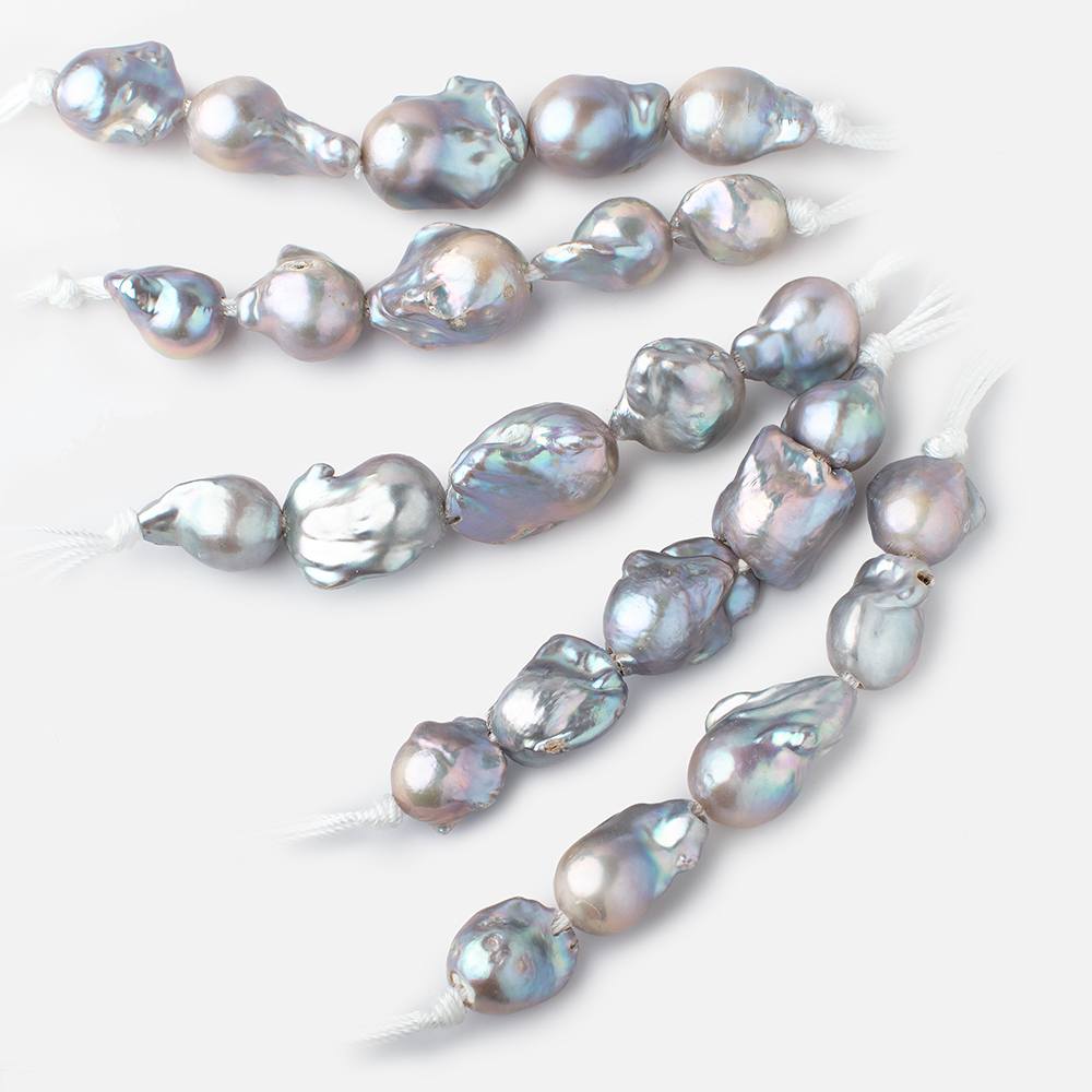 17x15-23x15mm Silver Ultra Baroque 2.5mm Large Hole Pearls 5 Beads - Beadsofcambay.com