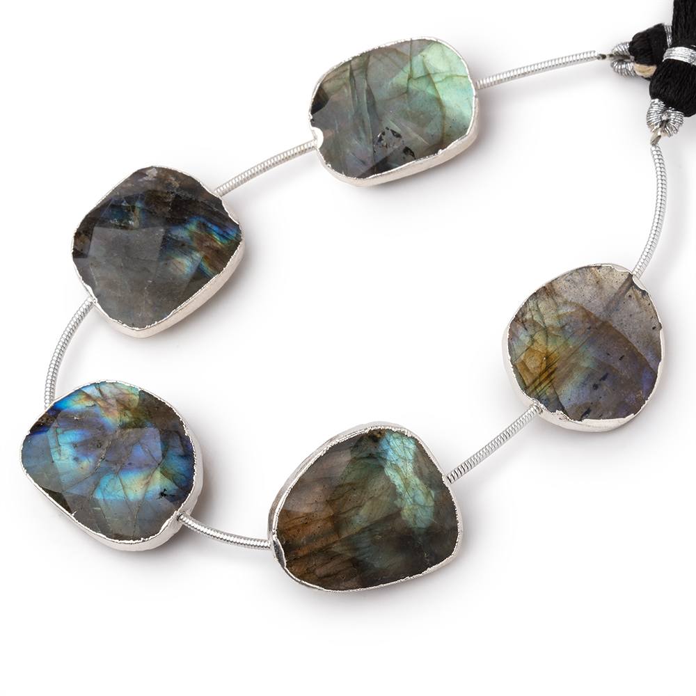 17x15-23x20mm Silver Leafed Labradorite Faceted Nugget Strand 5 Beads - Beadsofcambay.com