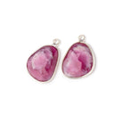 17x15mm .925 Silver Bezel Ruby Faceted Freeform Set of 2 Pendants - Beadsofcambay.com