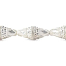 17x15mm Sterling Silver Plated Copper Cone with Large and Small Miligrain Pyramid 8 inch 12 pcs - Beadsofcambay.com