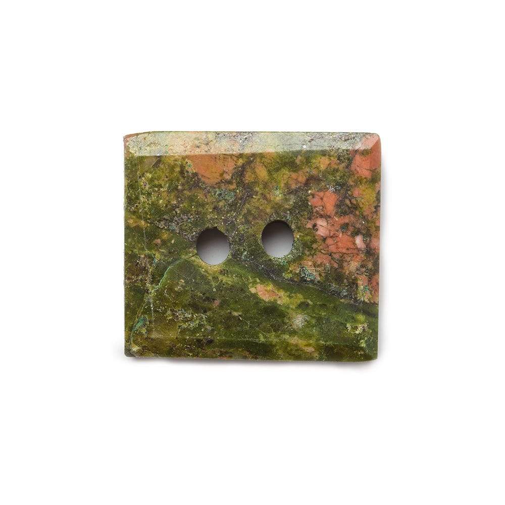 17x15mm Unakite rectangle 2.5mm hole button 1 piece - Beadsofcambay.com