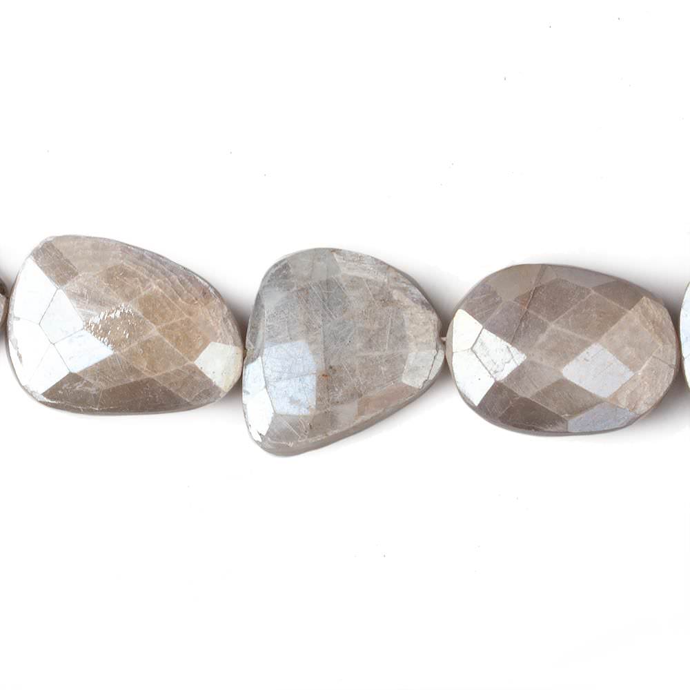17x16-23x17mm Mystic Platinum Grey Moonstone Faceted Flat Nuggets 13.5 inch 15 beads - Beadsofcambay.com