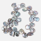 17x17-19x18mm Silver Iridesent Top Drilled Keshi Freshwater Pearls 15.5 inch 36 pieces AAA - Beadsofcambay.com