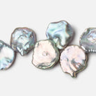 17x17-19x18mm Silver Iridesent Top Drilled Keshi Freshwater Pearls 15.5 inch 36 pieces AAA - Beadsofcambay.com