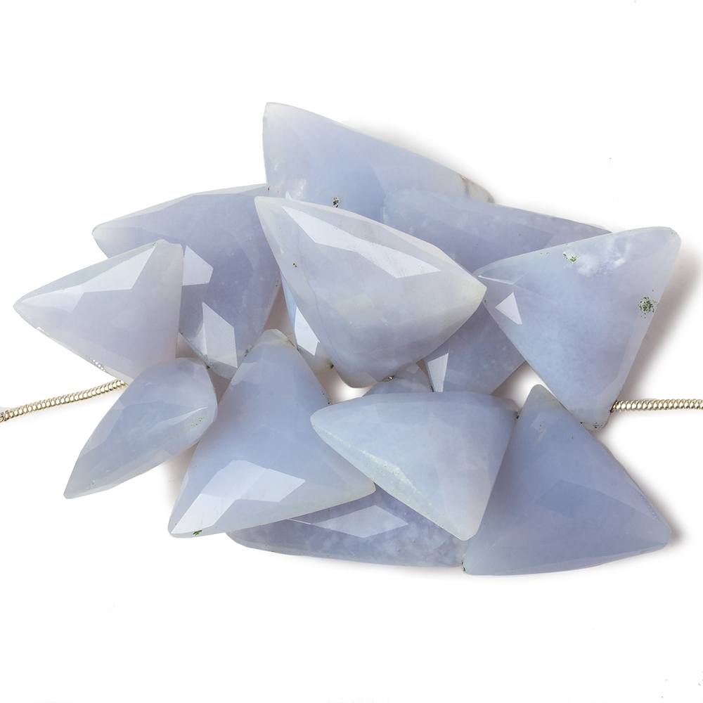17x17-24x24mm Turkish Blue Chalcedony Faceted Trillion Beads 2.5 inch 11 pcs - Beadsofcambay.com