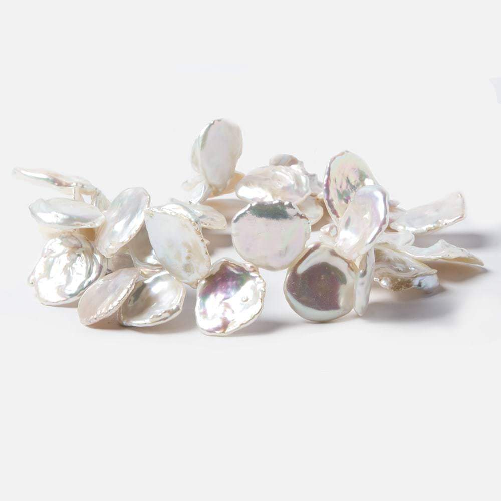 17x17.5-19x18mm Silver Ultra Keshi Pearl Iridescent Overtone 15 inch 40 pieces AAA Grade - Beadsofcambay.com