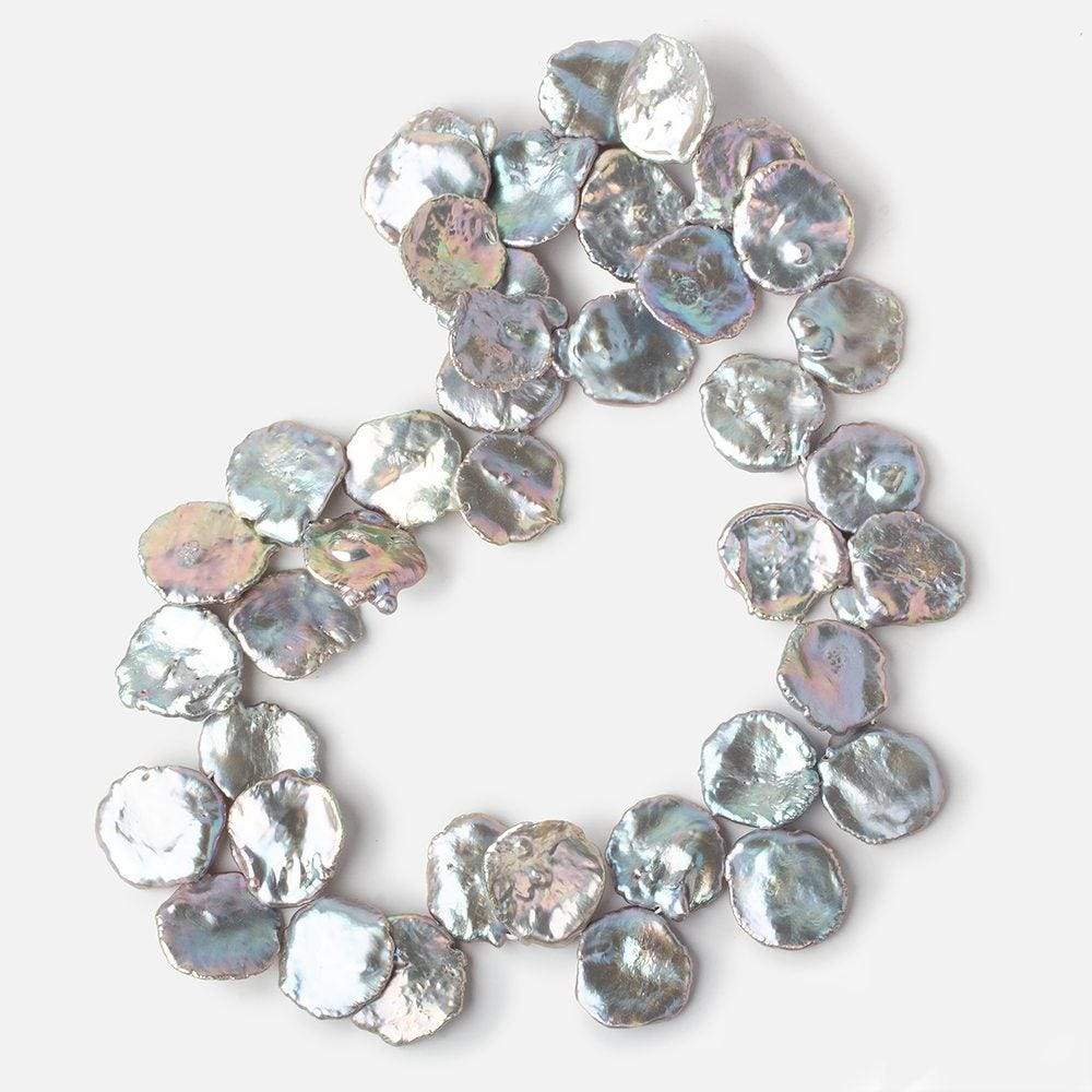 17x17.5-19x18mm Silver Ultra Keshi Pearl Iridescent Overtone 15 inch 40 pieces AAA Grade - Beadsofcambay.com