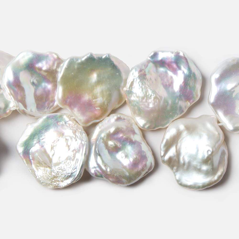 17x17.5-19x18mm Silver Ultra Keshi Pearl Iridescent Overtone 15 inch 40 pieces AAA Grade - Beadsofcambay.com