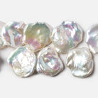 17x17.5-19x18mm Silver Ultra Keshi Pearl Iridescent Overtone 15 inch 40 pieces AAA Grade - Beadsofcambay.com