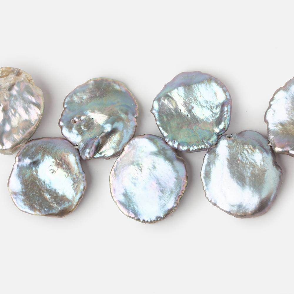 17x17.5-19x18mm Silver Ultra Keshi Pearl Iridescent Overtone 15 inch 40 pieces AAA Grade - Beadsofcambay.com