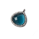 17x17mm Black Gold Bezeled CZ & London Blue Quartz Heart Pendant 1 piece - Beadsofcambay.com