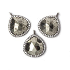 17x17mm Black Gold Bezeled CZ & Pyrite Heart Pendant 1 piece - Beadsofcambay.com