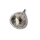 17x17mm Black Gold Bezeled CZ & Pyrite Heart Pendant 1 piece - Beadsofcambay.com