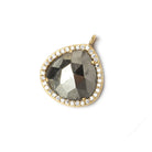 17x17mm Gold Bezeled CZ & Pyrite Heart Pendant 1 piece - Beadsofcambay.com