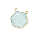 17x17mm Vermeil Bezel Sea Green Chalcedony Hexagon Connector 1 piece - Beadsofcambay.com