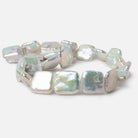 17x17mm White Iridescent Square Freshwater Pearls 16.25 inch 22 pieces AA - Beadsofcambay.com