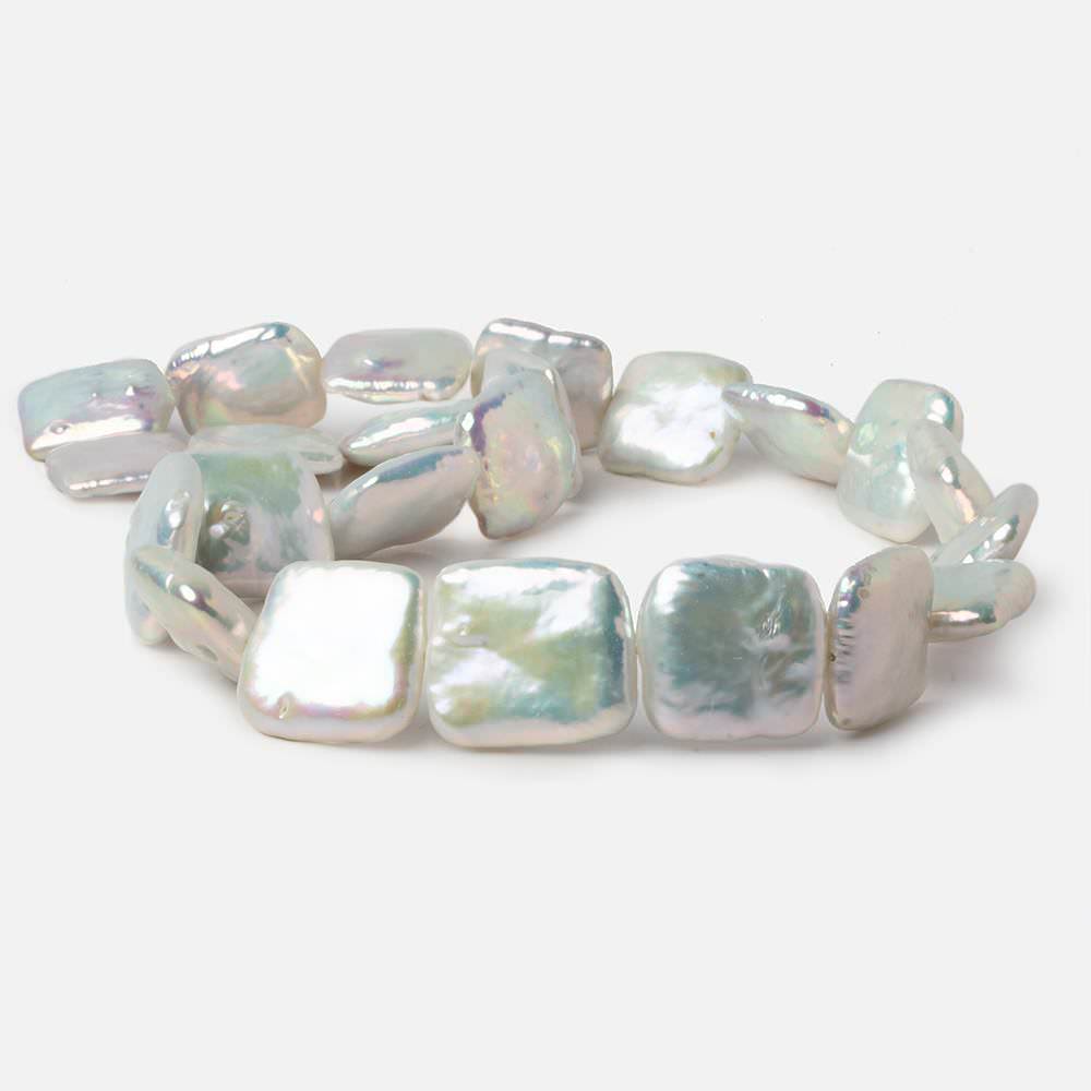 17x17mm White Iridescent Square Freshwater Pearls 16.25 inch 22 pieces AA - Beadsofcambay.com
