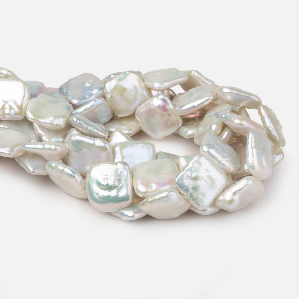 17x17mm White Iridescent Square Freshwater Pearls 16.25 inch 22 pieces AA - Beadsofcambay.com