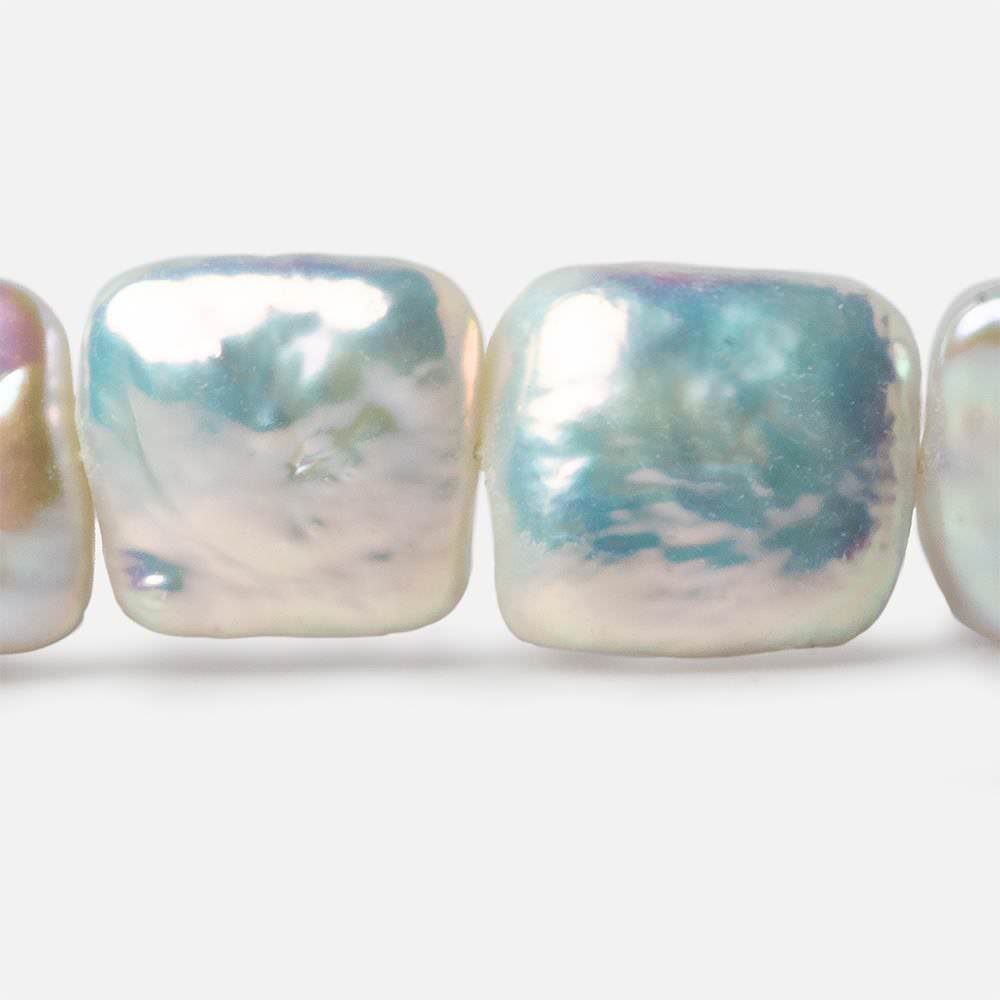 17x17mm White Iridescent Square Freshwater Pearls 16.25 inch 22 pieces AA - Beadsofcambay.com