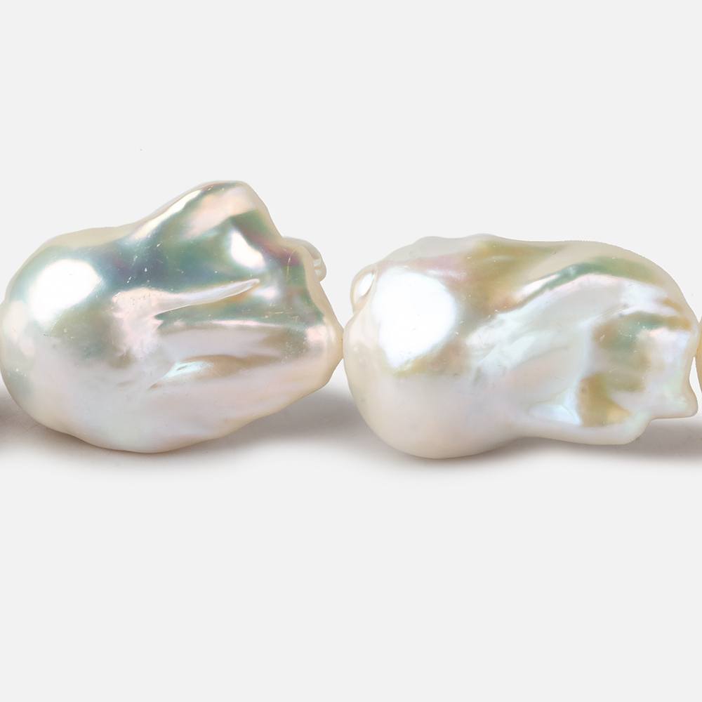 17x30-17x35mm Cream White Ultra Baroque Freshwater Pearls 16 inch 13 pieces AAA grade - Beadsofcambay.com