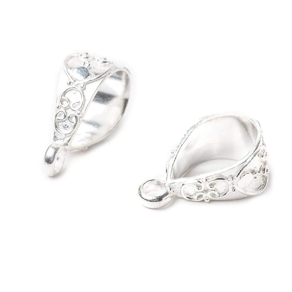 17x7mm Sterling Silver Heart Bail - Beadsofcambay.com