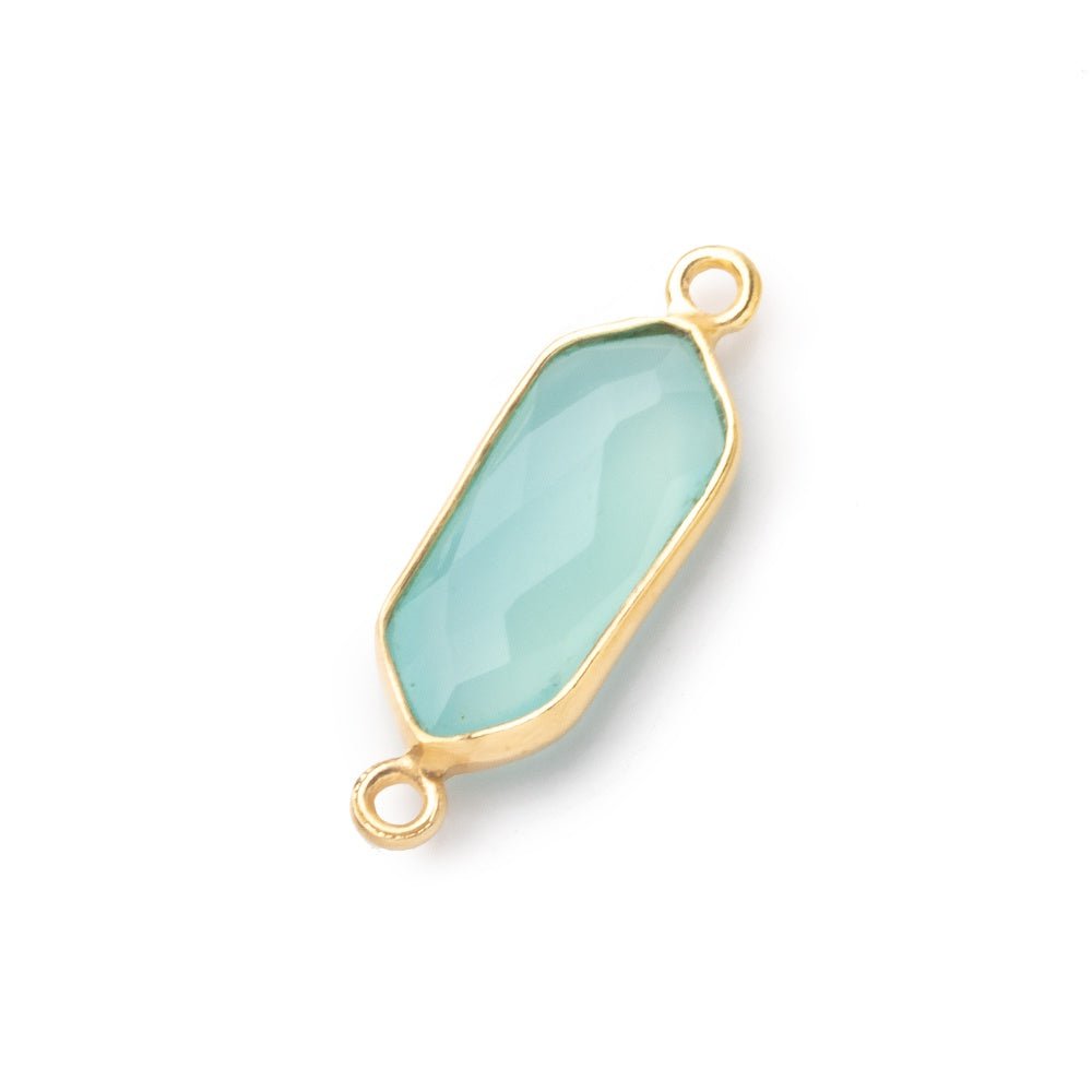 17x7mm Vermeil Bezel Seafoam Chalcedony Modified Marquise Connector 1 piece - Beadsofcambay.com