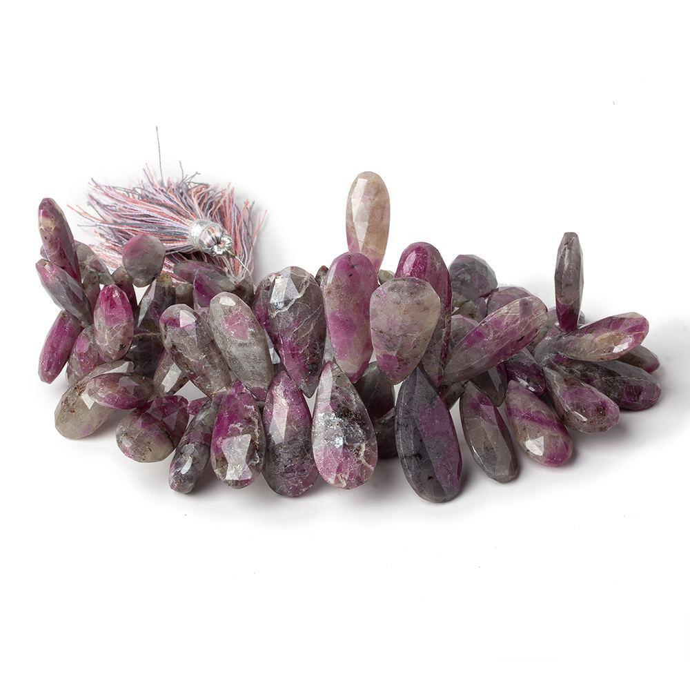 17x8-25x11mm Ruby in Marble Matrix Faceted Pear Beads 9.25 inch 56 pieces - Beadsofcambay.com