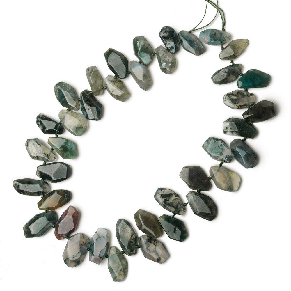 17x8-26x12mm Moss Agate Bead Faceted Nugget 16 inch 37 pieces - Beadsofcambay.com