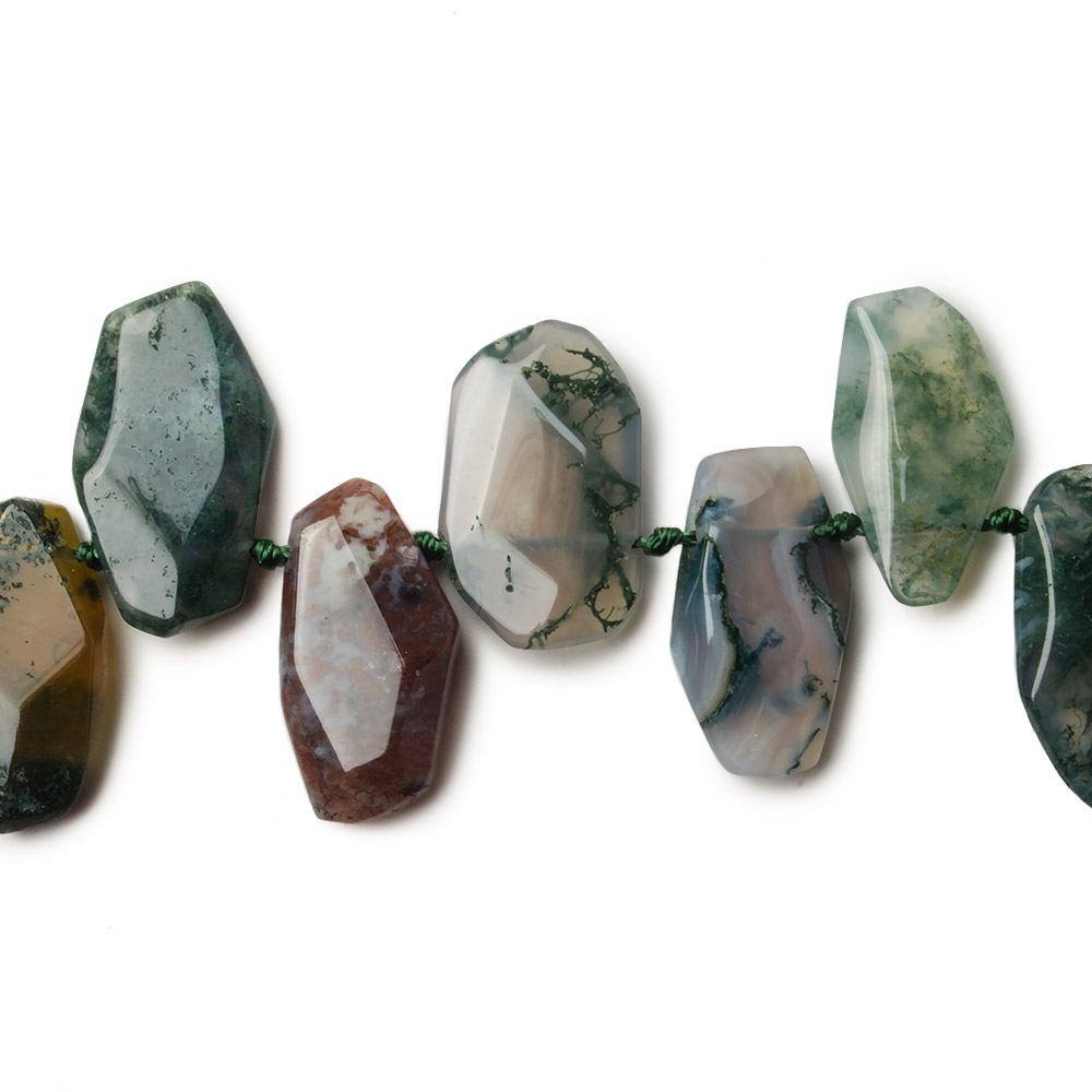 17x8-26x12mm Moss Agate Bead Faceted Nugget 16 inch 37 pieces - Beadsofcambay.com