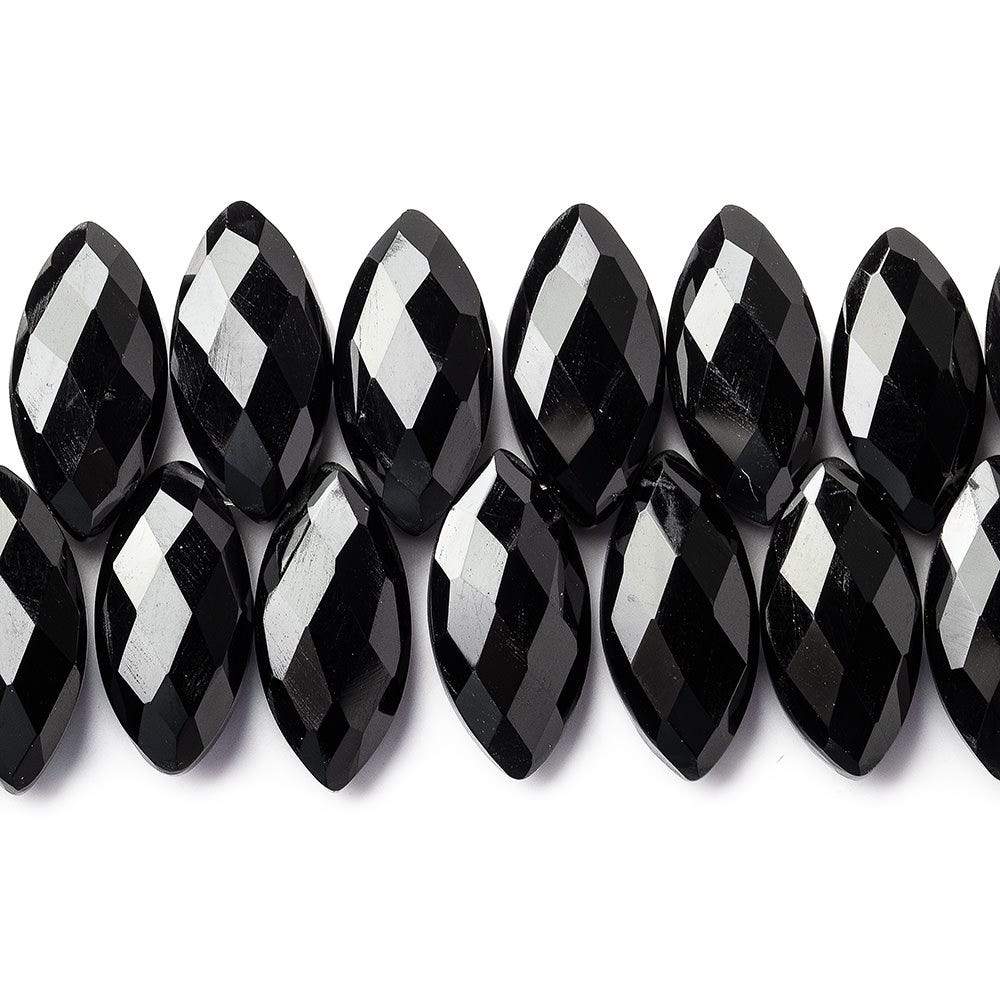 17x8mm Black Onyx top drilled faceted marquise beads 8.5 inch 42 pcs AAA - Beadsofcambay.com