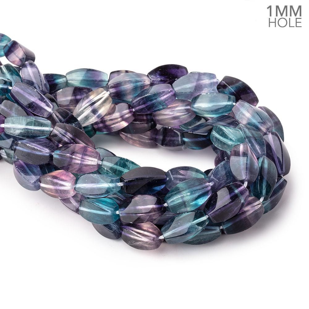 17x8mm Multi Color Fluorite Plain Twist Beads 15.5 inch 23 pieces AA - Beadsofcambay.com