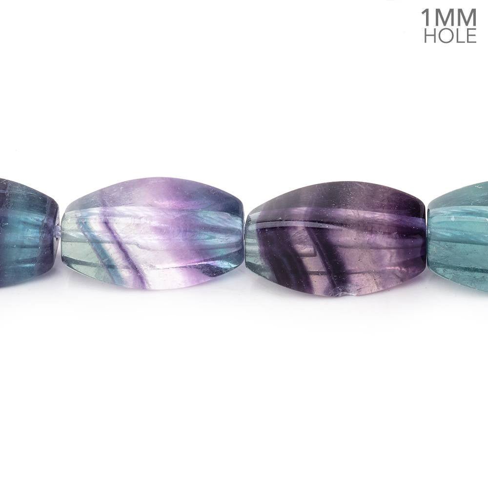 17x8mm Multi Color Fluorite Plain Twist Beads 15.5 inch 23 pieces AA - Beadsofcambay.com